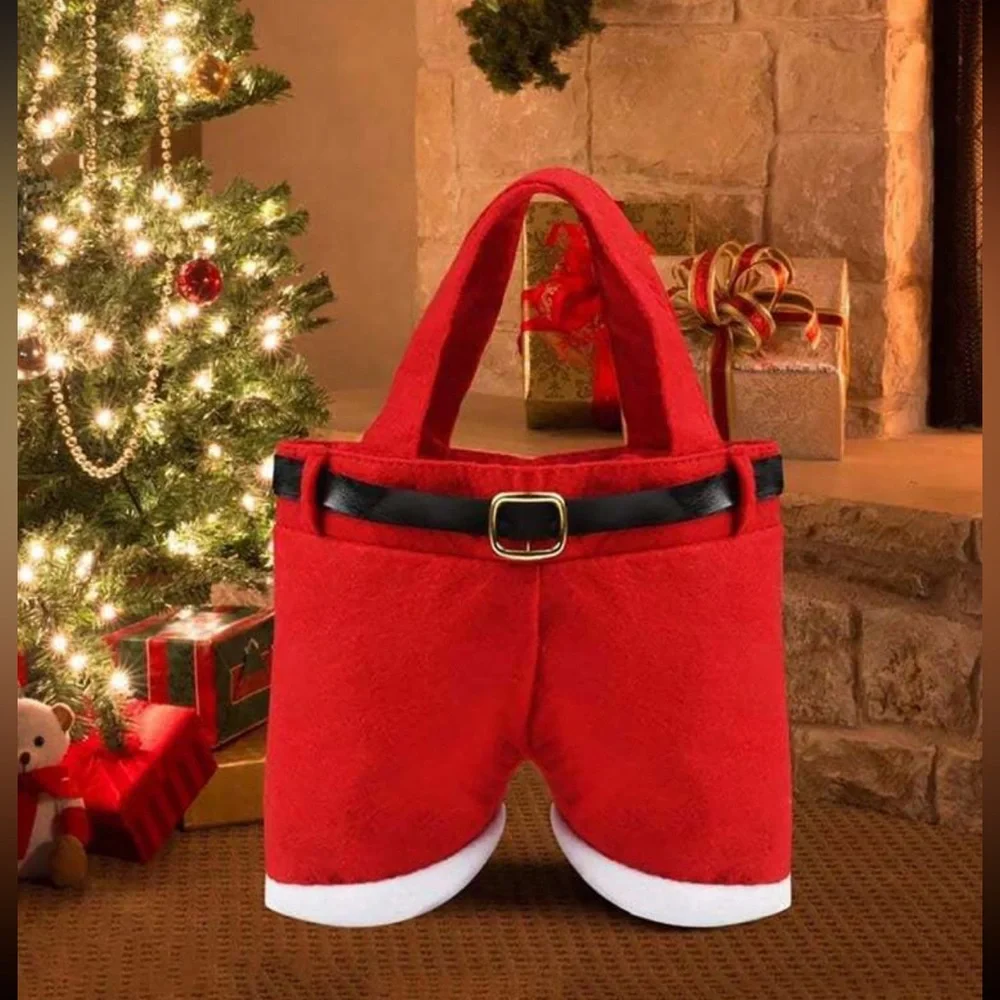 5pc Non-woven Fabric Gift Bags With Red Christmas Pants Design - Picture 2 of 7